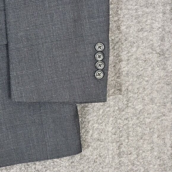 Vintage Tommy Hilfiger Blazer Mens 43R Gray Plaid Wool USA Made Jacket ACTWU - Picture 3 of 16